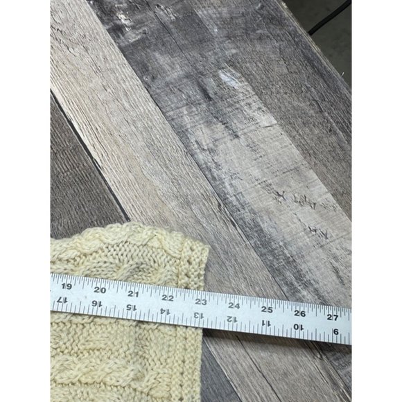 Inis Crafts Women L Irish Wool Cardigan Sweater Knit Beige Chunky Button Front - Picture 10 of 10